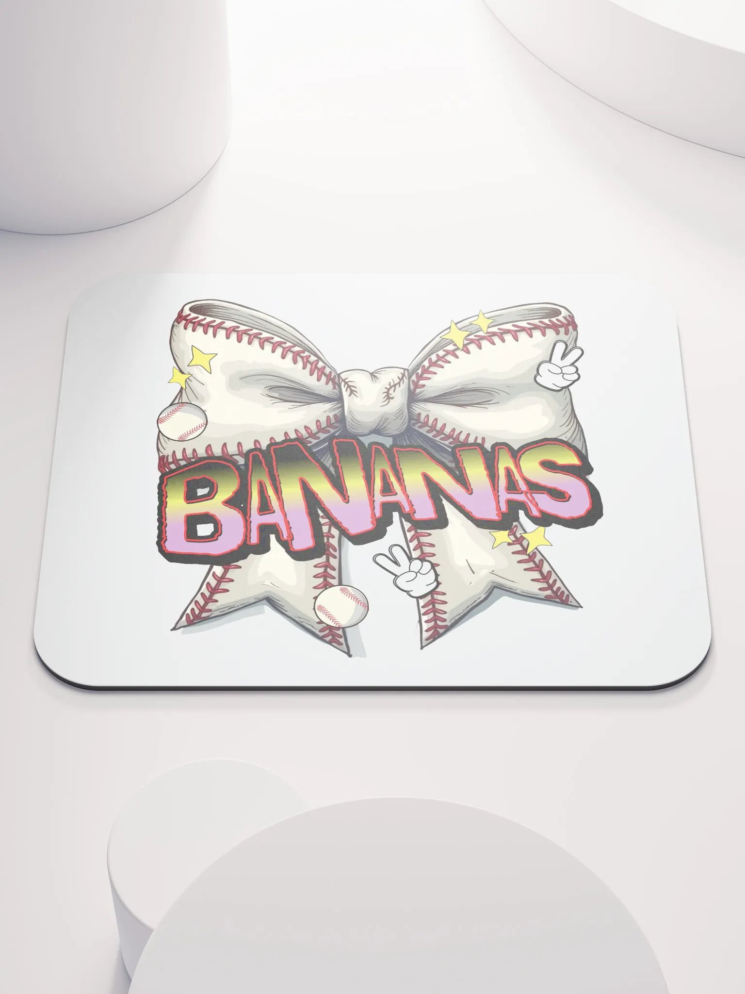 Bananas Bow Baseball Play Mouse Pad product image (2)