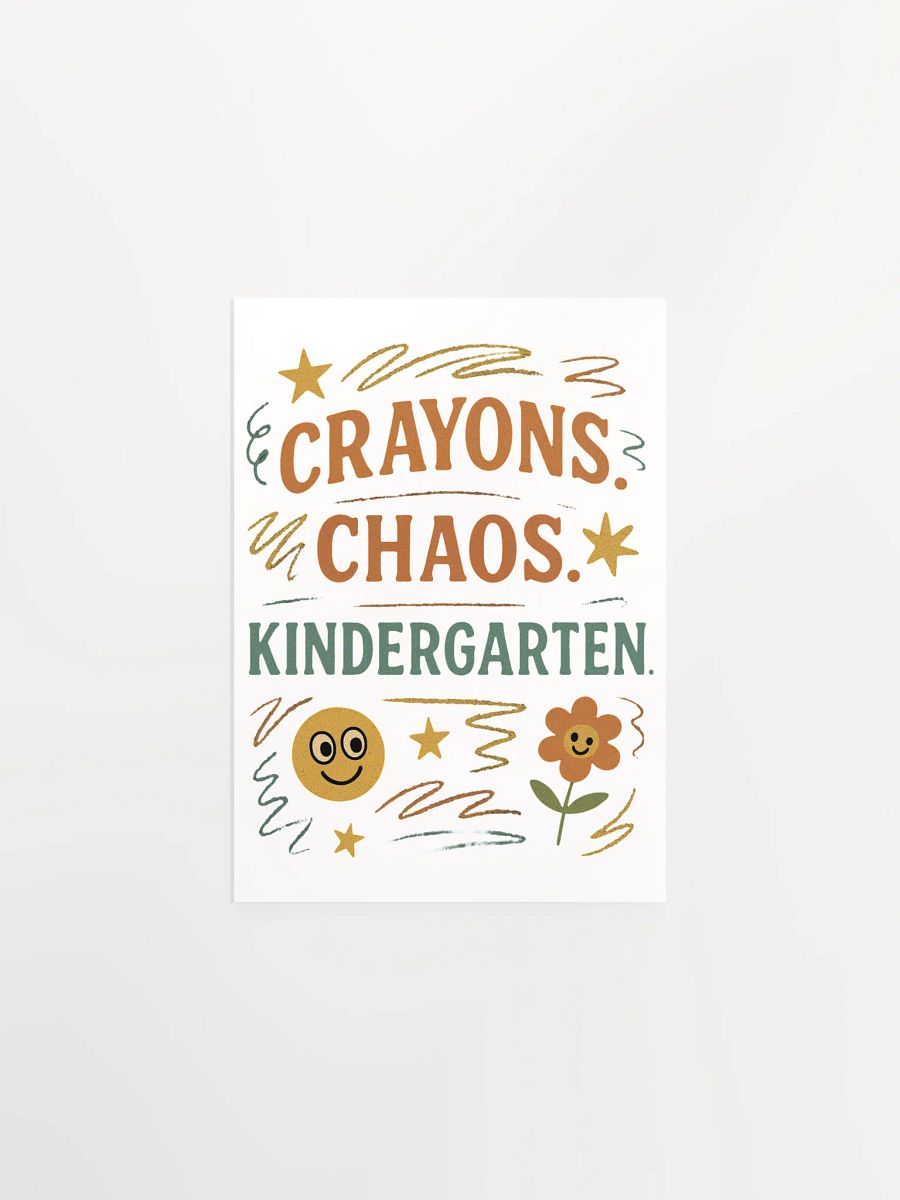 Crayons. Chaos. Kindergarten. Poster – Funny Retro Classroom Wall Art product image (1)