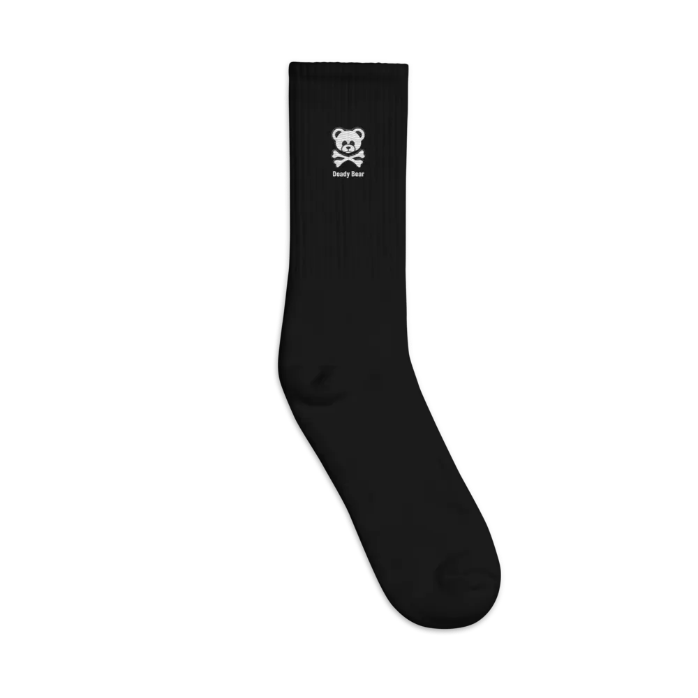Deady Bear's Playful Embroidered Crew Socks product image (1)