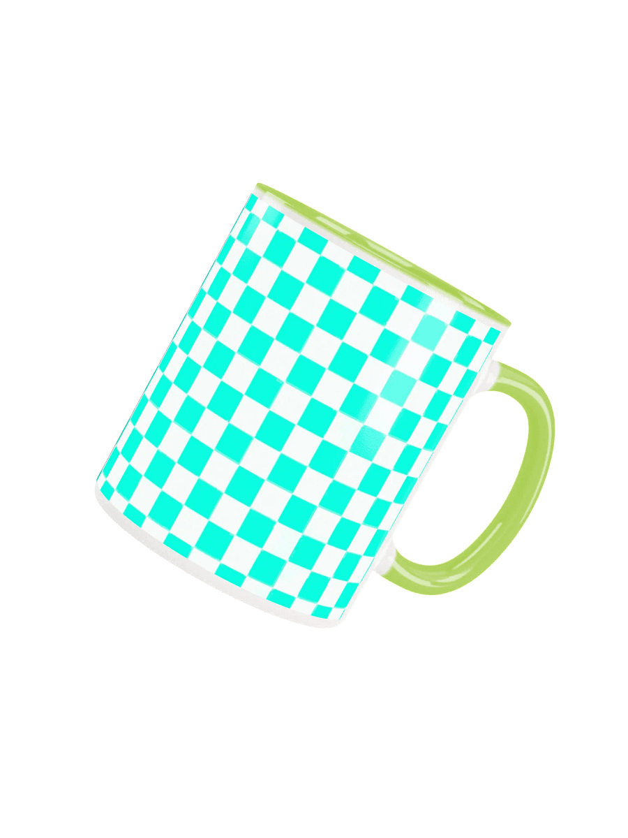 Checkered! Neon Aqua Blue and White Checkers Mug product image (49)