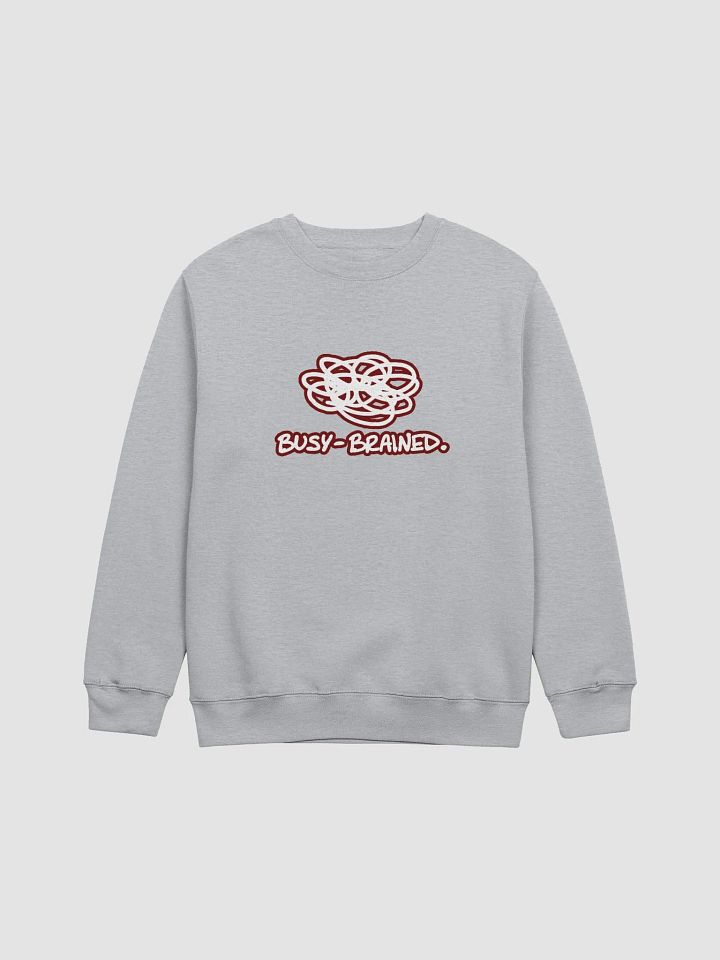 BUSY-BRAINED (lined design, #6D1616) printed crewneck product image (9)