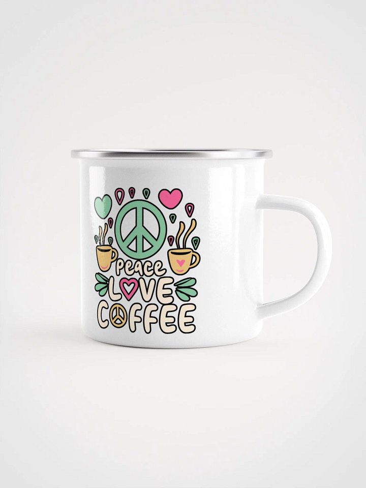 Peace Love Coffee Addict Camping Mug product image (1)