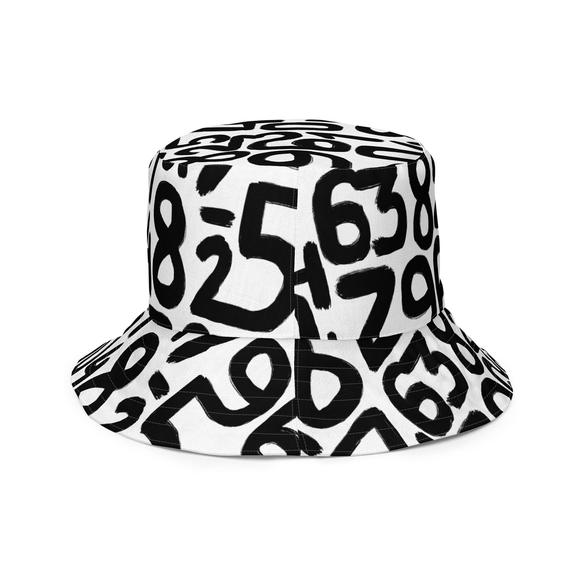 Reversible Numbers Bucket Hat – Fun Black & White Print | 2-in-1 Streetwear Style product image (6)