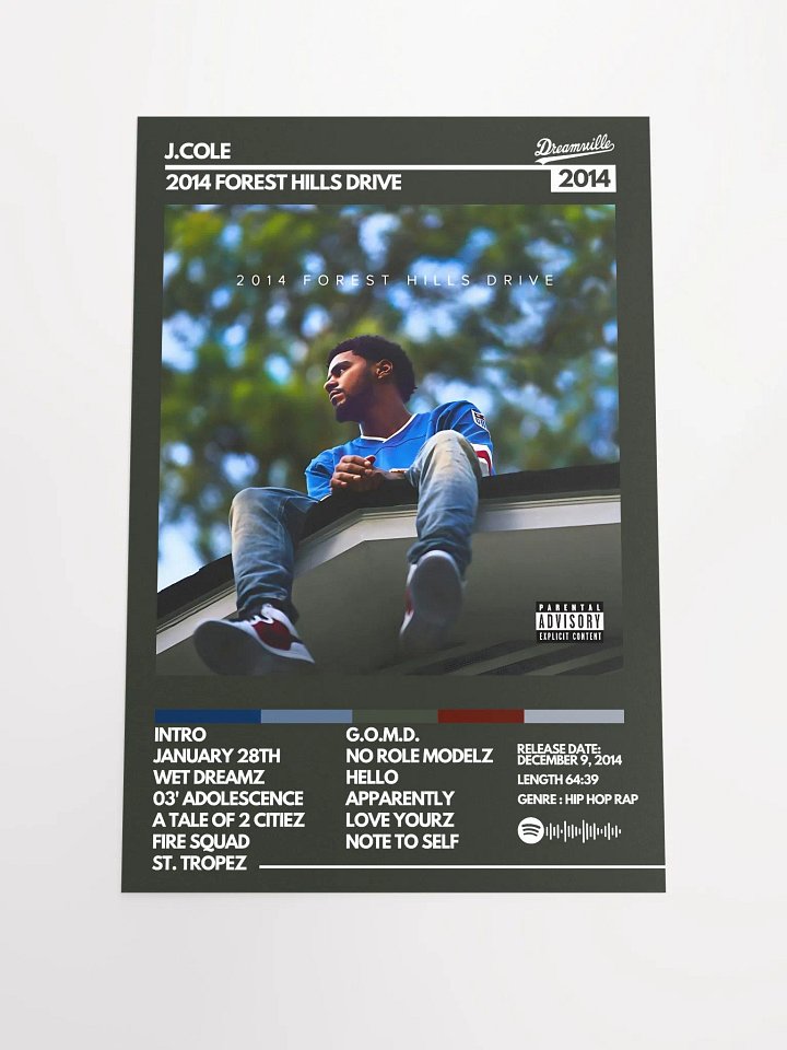J COLE 2014 FOREST HILLS DR ALBUM POSTER product image (3)