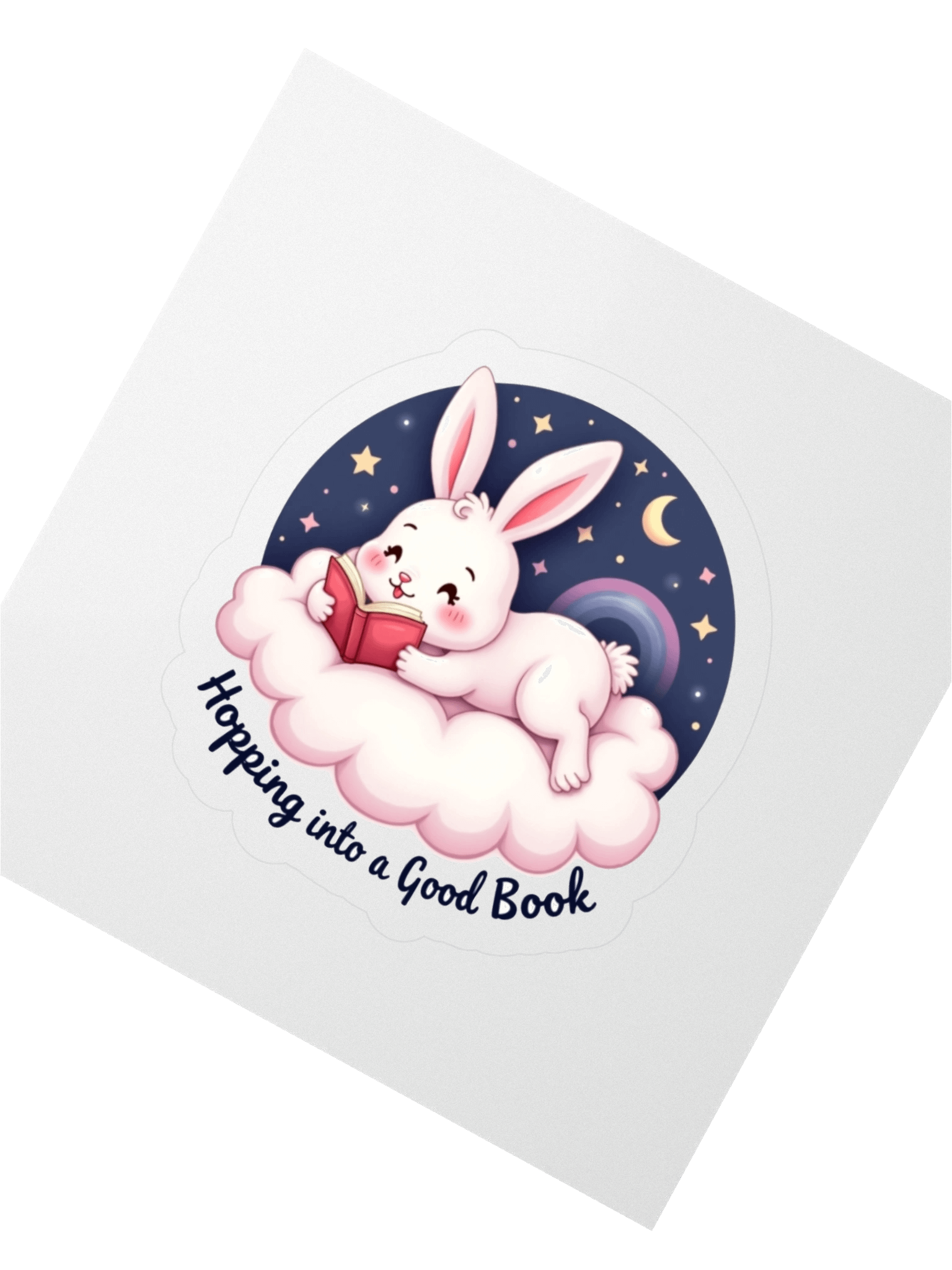 Hopping into a Good Book – Cute Bunny Sticker product image (2)