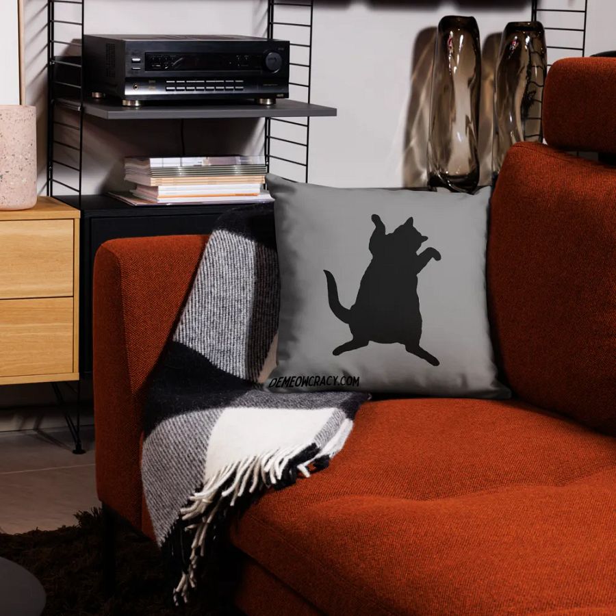 Dancing DeMeowcracy Kitties Reversible Pillow Cover - Cement Grey product image (10)