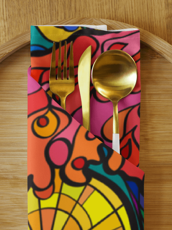 Swirling Spectrum Cloth Napkin Set (4) – Colorful Marine Life product image (2)