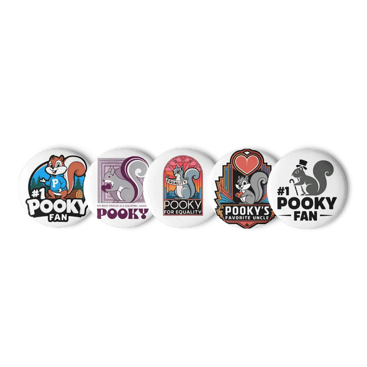 Original Pooky Artwork Buttons: Set of Five -v product image (1)
