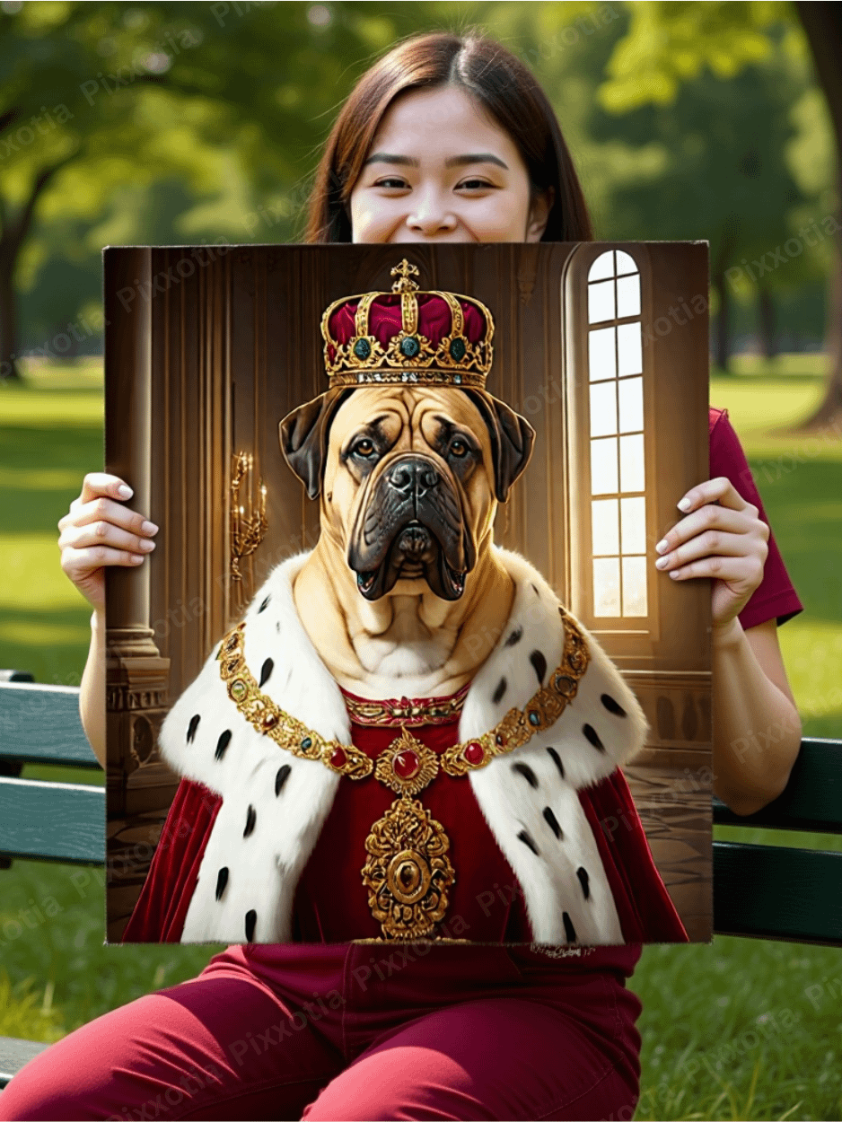 Custom Pet Portrait with King Outfit and Crown – Royal Digital Pet Art – Funny Pet Gift – Printable Dog or Cat Portrait product image (5)