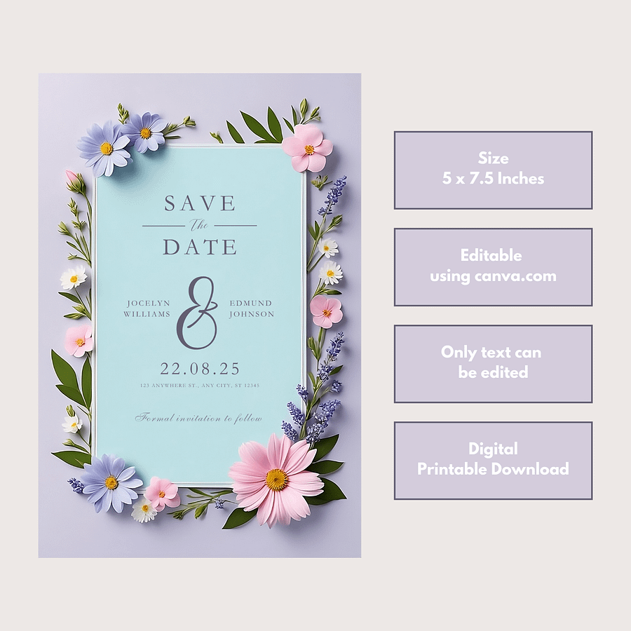 Elegant Save The Date Card - Dizynai (DSD-02) product image (2)