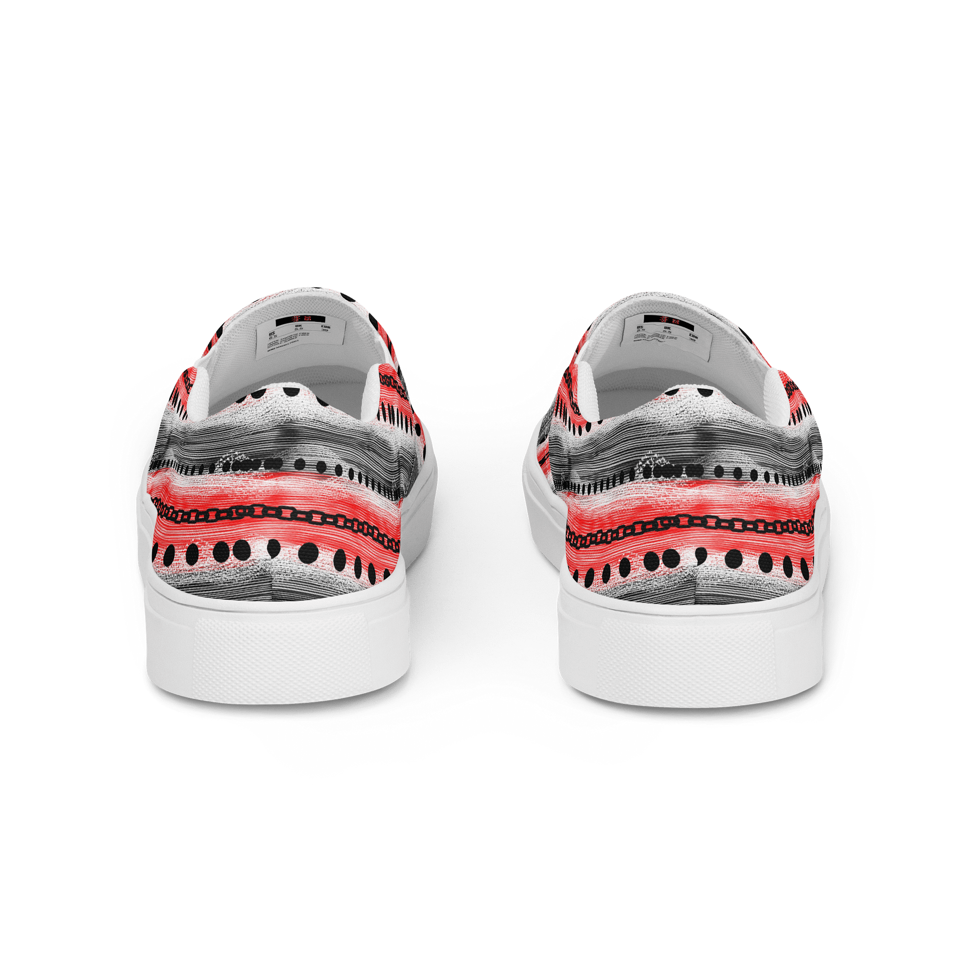 Geometric Red & White Slip-On Canvas Shoes product image (4)