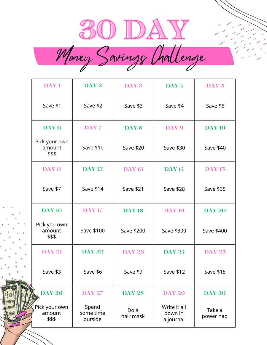 30 Day Savings Challenge Money Worksheet product image (1)