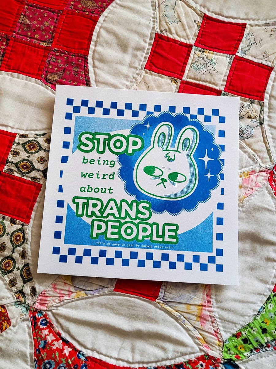Stop Being Weird About Trans People Risograph Print product image (1)