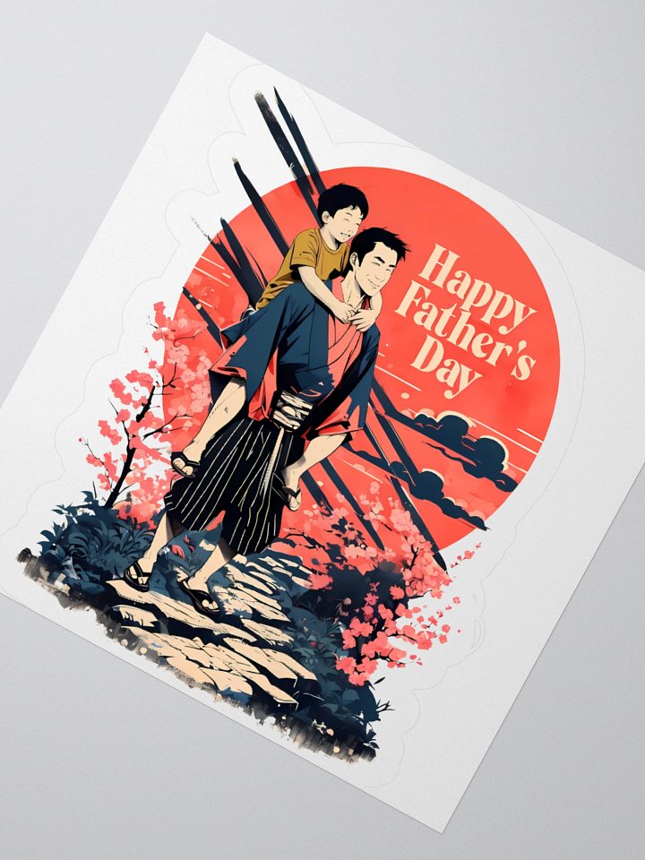 Happy Father’s Day Illustration | Vibrant Sunset & Blossoms Print Sticker product image (5)