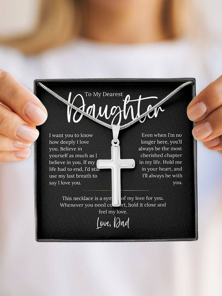Daughter Cross Necklace From Dad - Believe In Yourself product image (1)