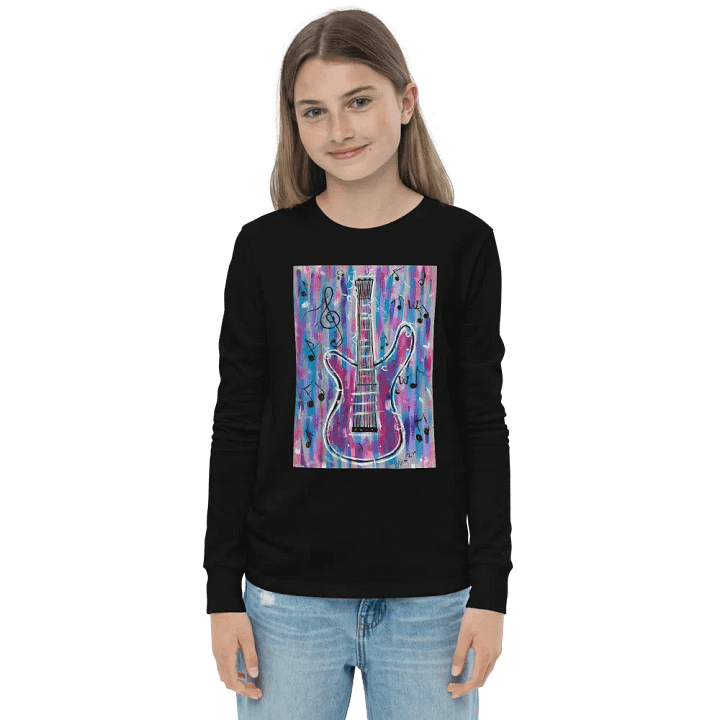My Guitar (art by Dina R.) acrylic painting - Youth Long Sleeve T-Shirt product image (1)