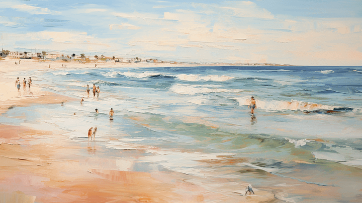 Vintage TV Art Beachscape Painting - No Frame, Digital Download product image (1)