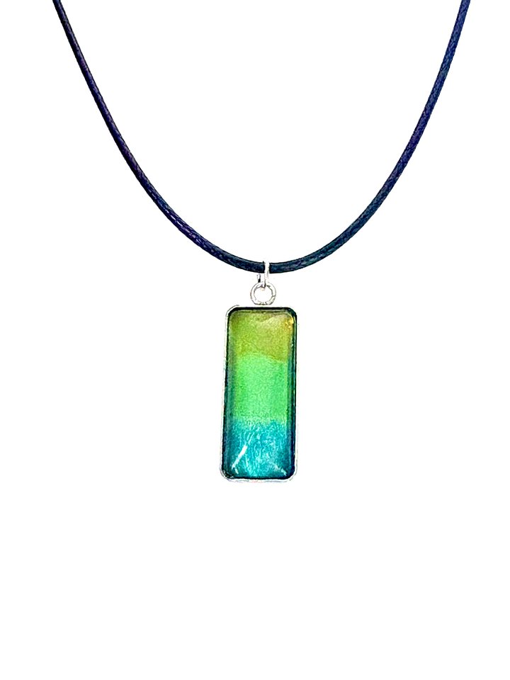 Electric Tide Pendant Necklace | Yellow Green Gradient | Rectangle Cabochon | Monique Faella Designs™ | MFD-00150 product image (1)