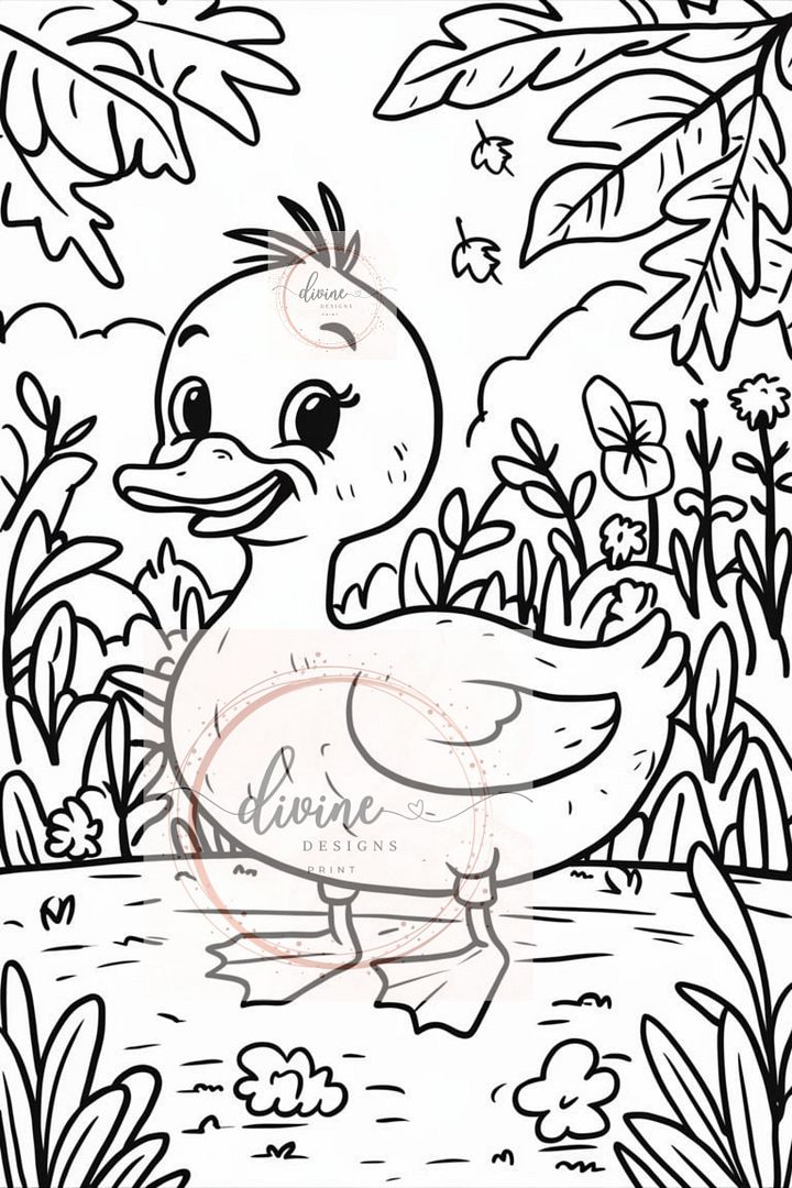 Cute Duckling coloring page 2 product image (1)