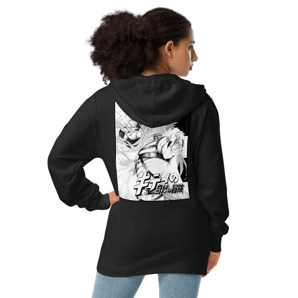Embroidered Kitty's Adventure Zip-Up Hoodie - black and white product image (9)