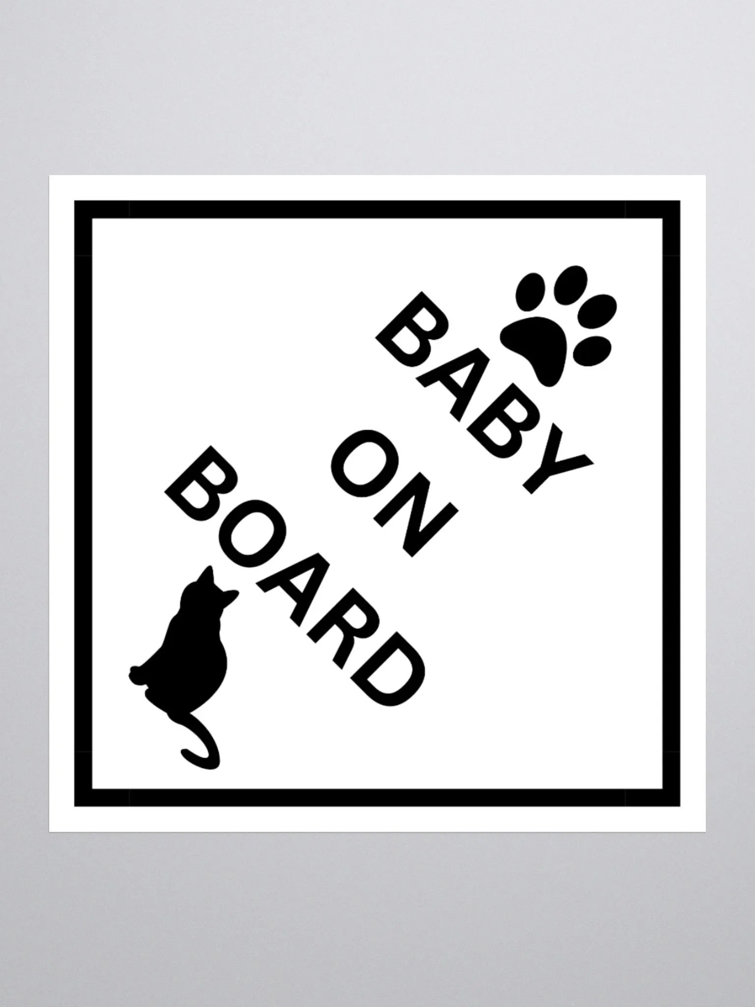 Cat Baby on Board Sticker - Black on White product image (11)