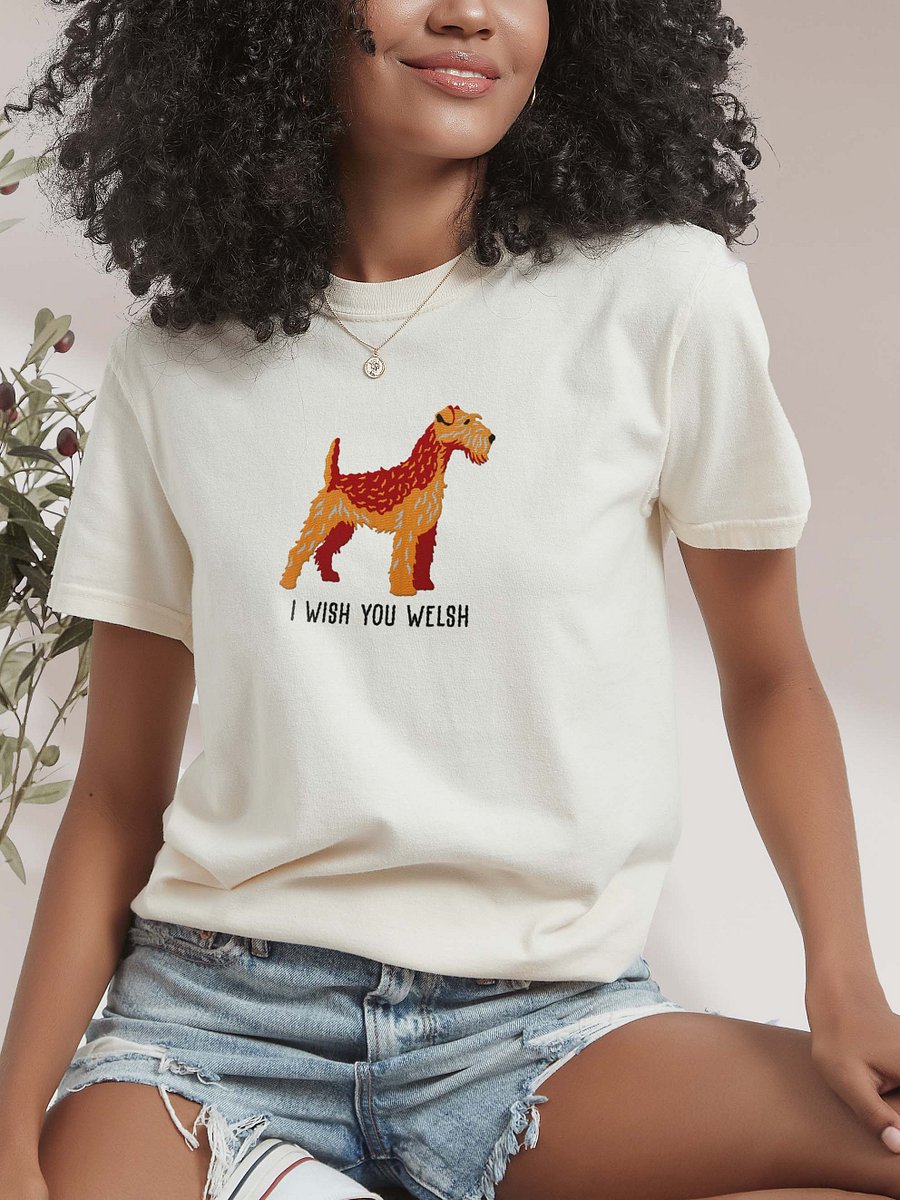 I Wish You Welsh T-Shirt(Embroidered) of a Fox Terrier(Red & Tan) product image (2)