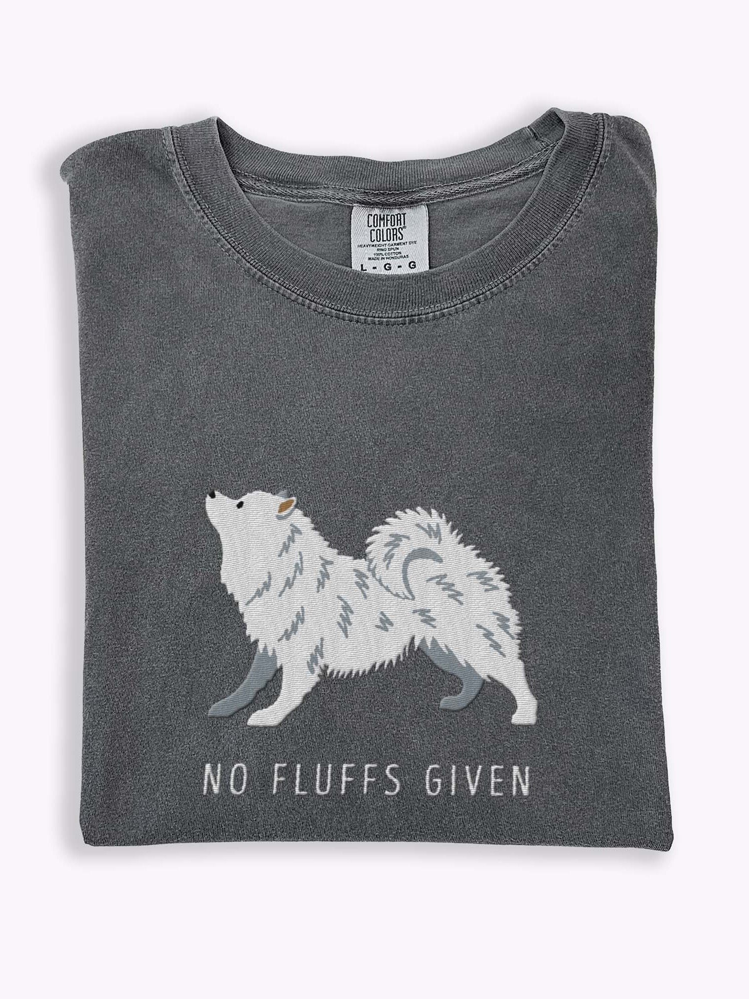 No Fluffs Given T-Shirt(Embroidered) of a Samoyed product image (1)