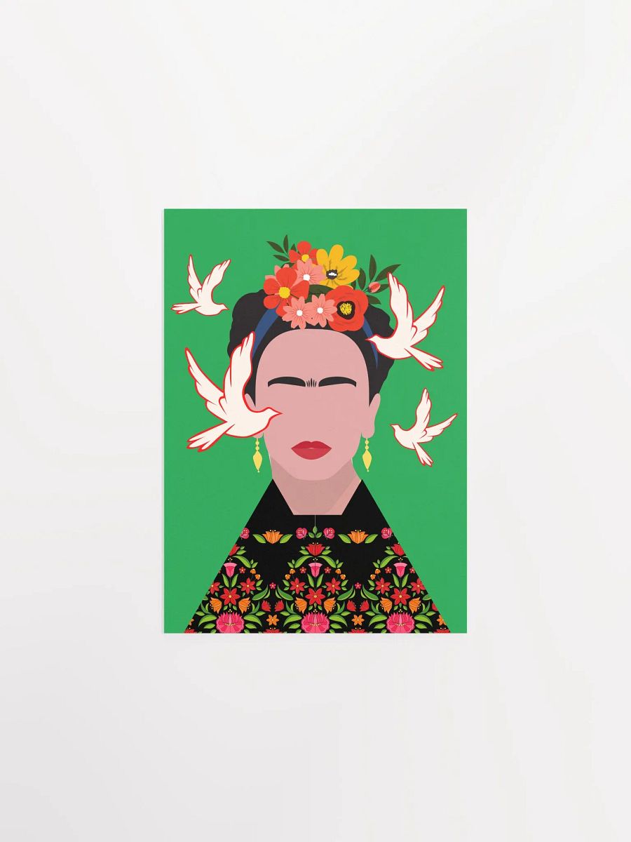 Frida Kahlo with Birds Folk Art Illustration Colorful Poster product image (11)