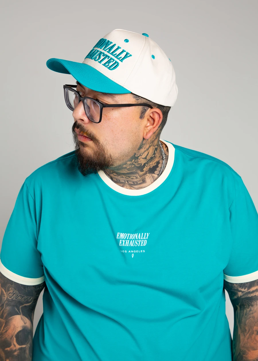 Emotionally Exhausted Scoop Ringer Tee - Teal product image (7)