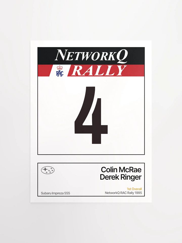 A3 Poster / Colin McRae / NetworkQ RAC Rally 1995 Number 4 product image (1)