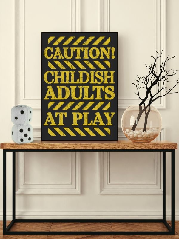 Caution Sign Game Room Poster for Board Gamers - digital download product image (2)