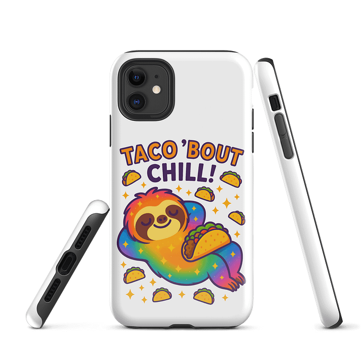 Taco ’Bout Chill – Funny Sloth iPhone Case | Taco Lover Tough Phone Case – Sloths Having Snacks Collection product image (1)