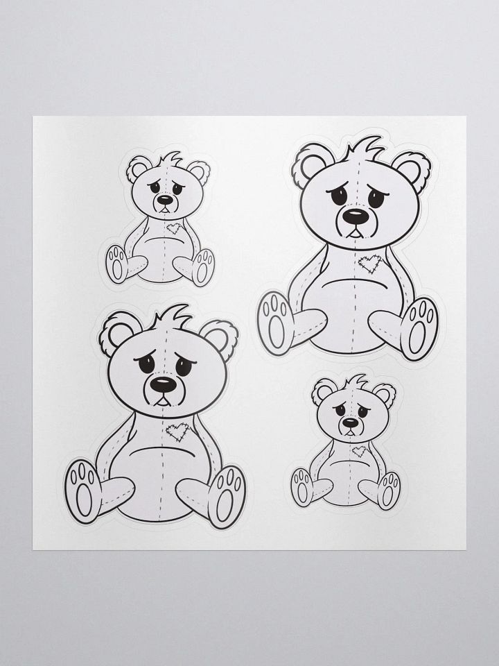 Anxious Teddy B&W Stickers product image (2)