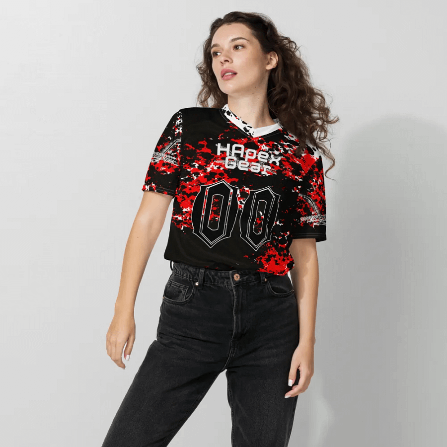 Recycled Unisex Sports Jersey - White HApex Gear Black Logo product image (8)