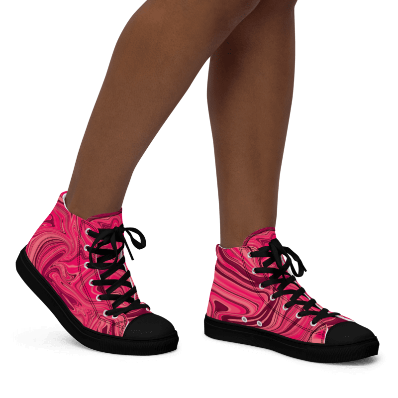 Women's High Top Canvas Shoes - Shades of Magenta Pink Digital Fluid Art product image (5)