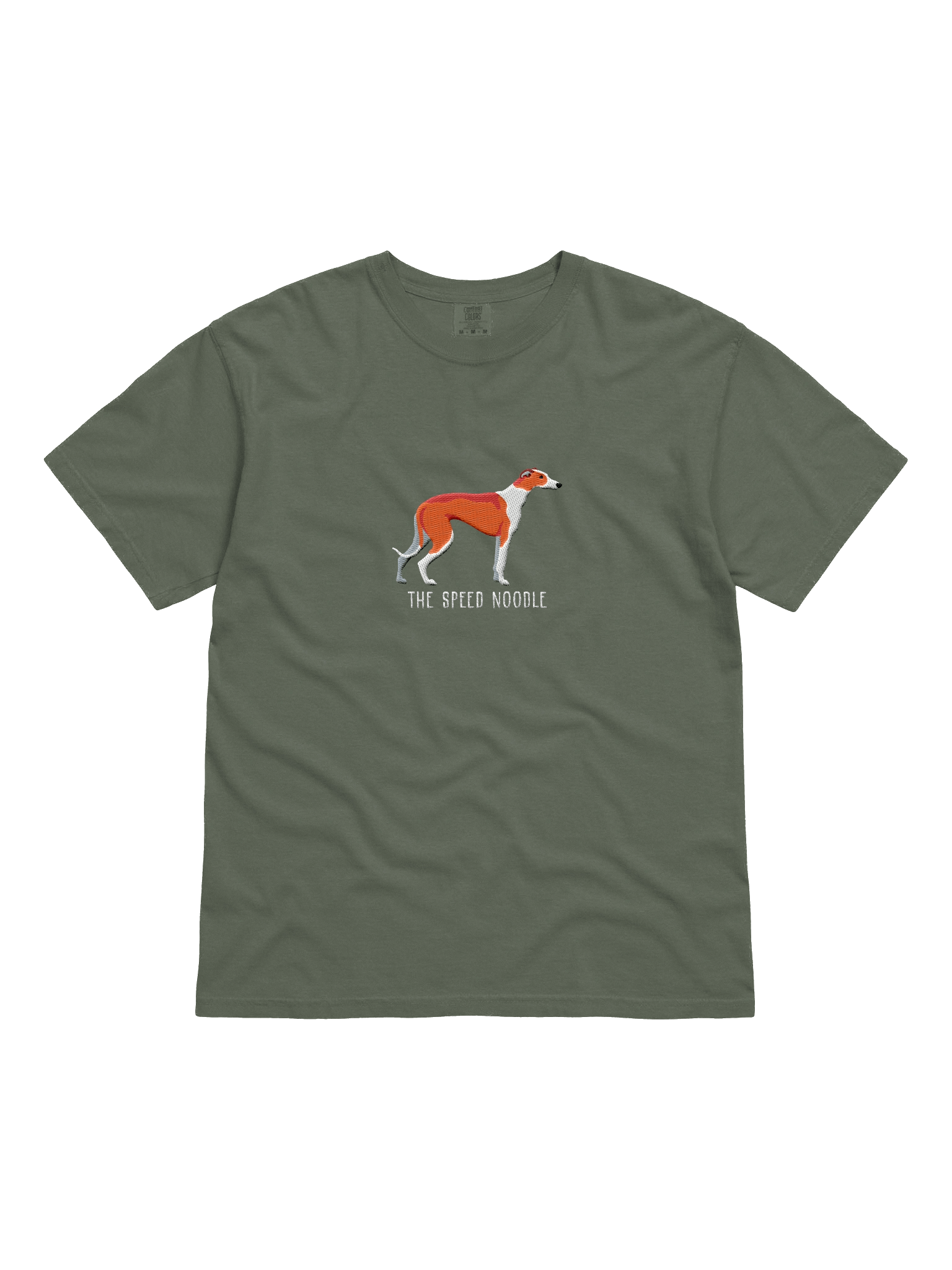 The Speed Noodle T-Shirt(Embroidered) of a Greyhound(Red & White) product image (21)