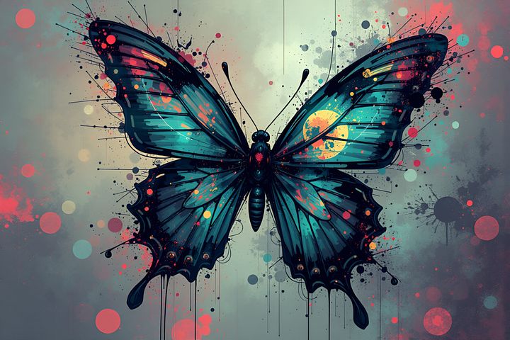 Butterfly Symphony - Abstract Neon Art Print product image (2)