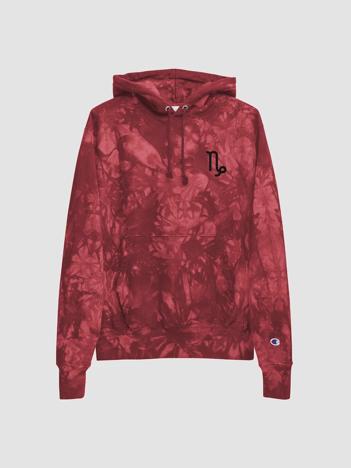 Capricorn Black on Red Champion Tie Dye Hoodie product image (1)