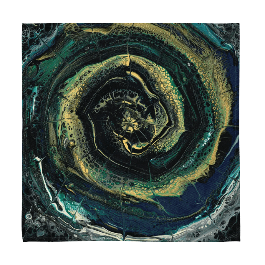 Midnight Halo - Abstract Acrylic Ring Pour 'Midnight Circles', Set of 4 Printed Napkins - Artistic Touch for Dining product image (6)