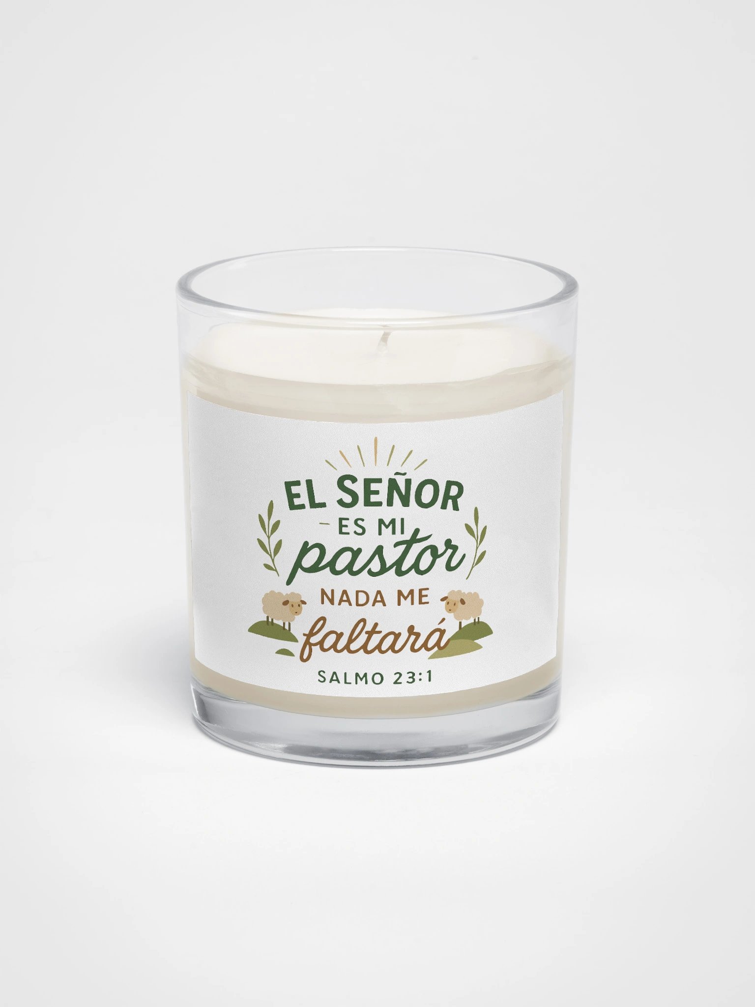 Faith-Inspired Candle – “El Señor es mi Pastor” – Spanish Psalm 23:1 product image (1)