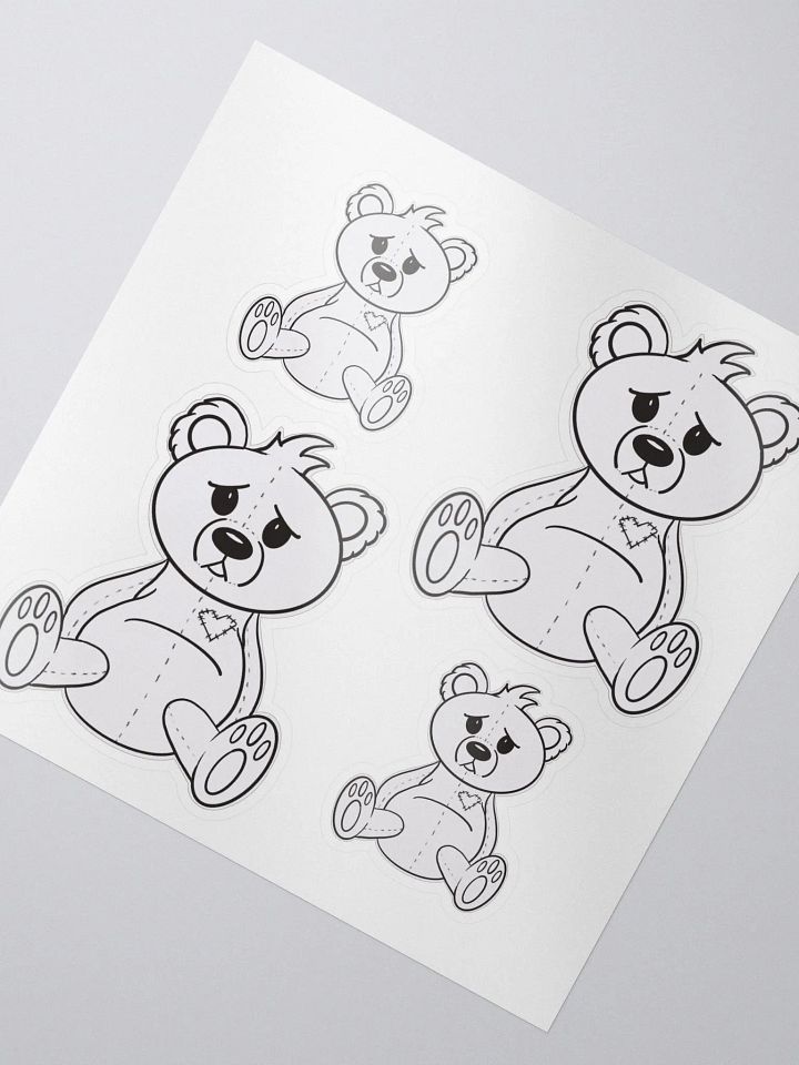 Anxious Teddy B&W Stickers product image (1)