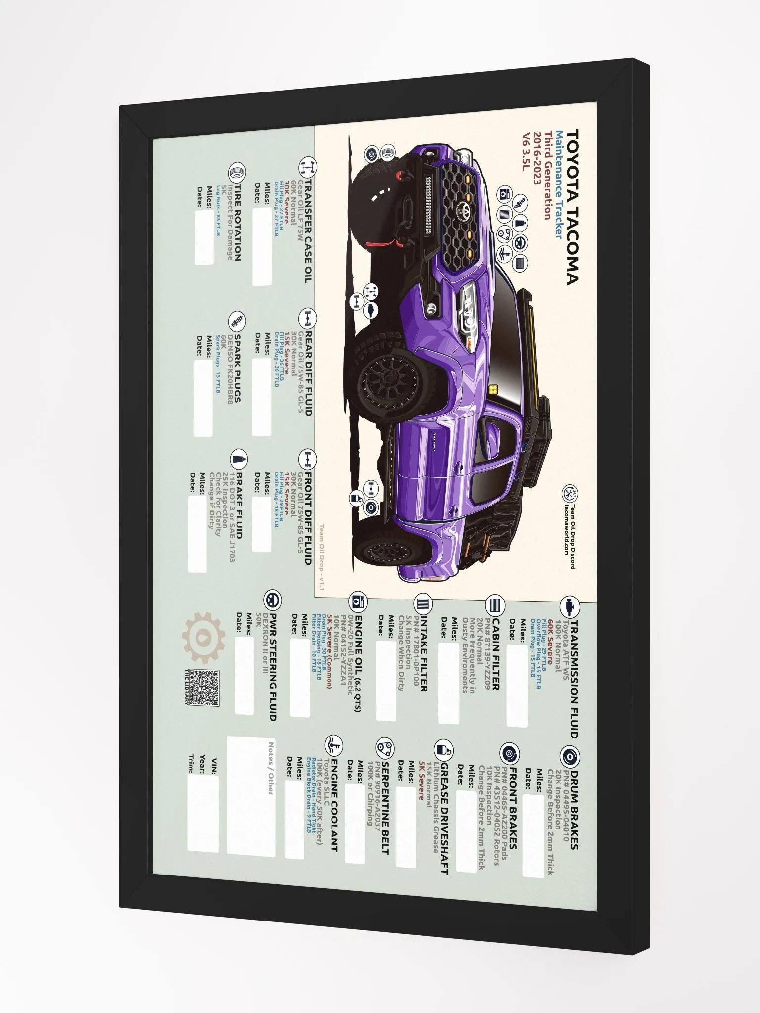 3RD GEN MAINTENANCE TRACKER V1.1 - Barney (Framed) product image (3)