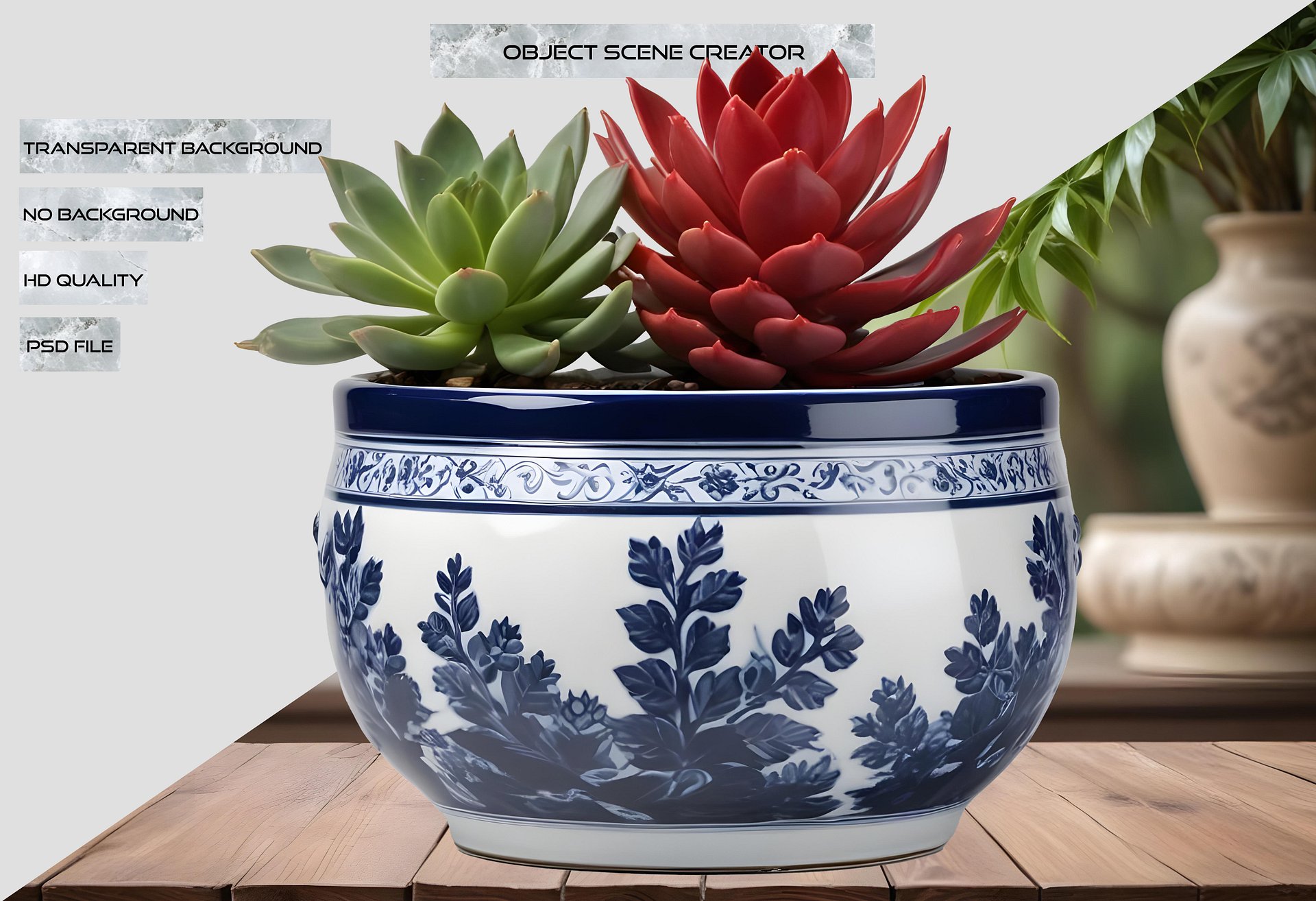 Chinese New Year – Porcelain Pot with Chinese Blue and White Design PNG product image (2)