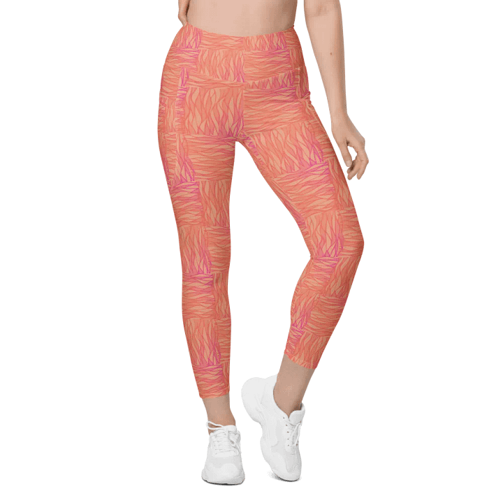 Peach All-Over Print Leggings with Pockets product image (1)
