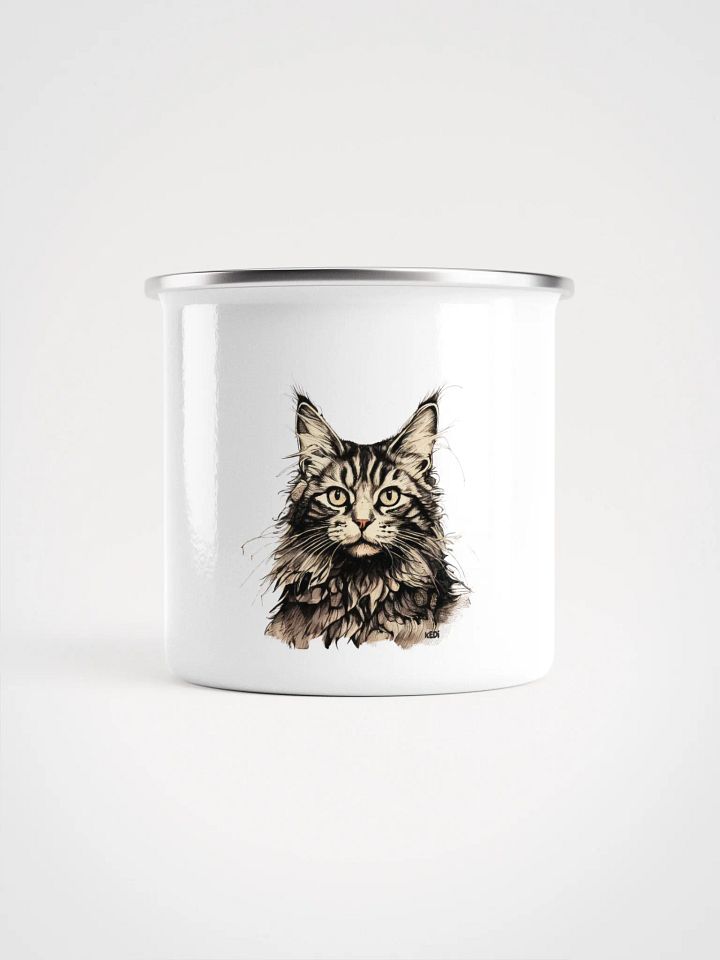Whiskered Wanderlust Enamel Mug product image (1)