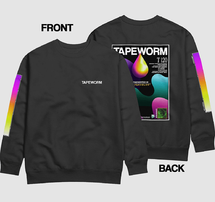 videovomit TAPEWORM VHS crewneck backprint sweatshirt product image (1)