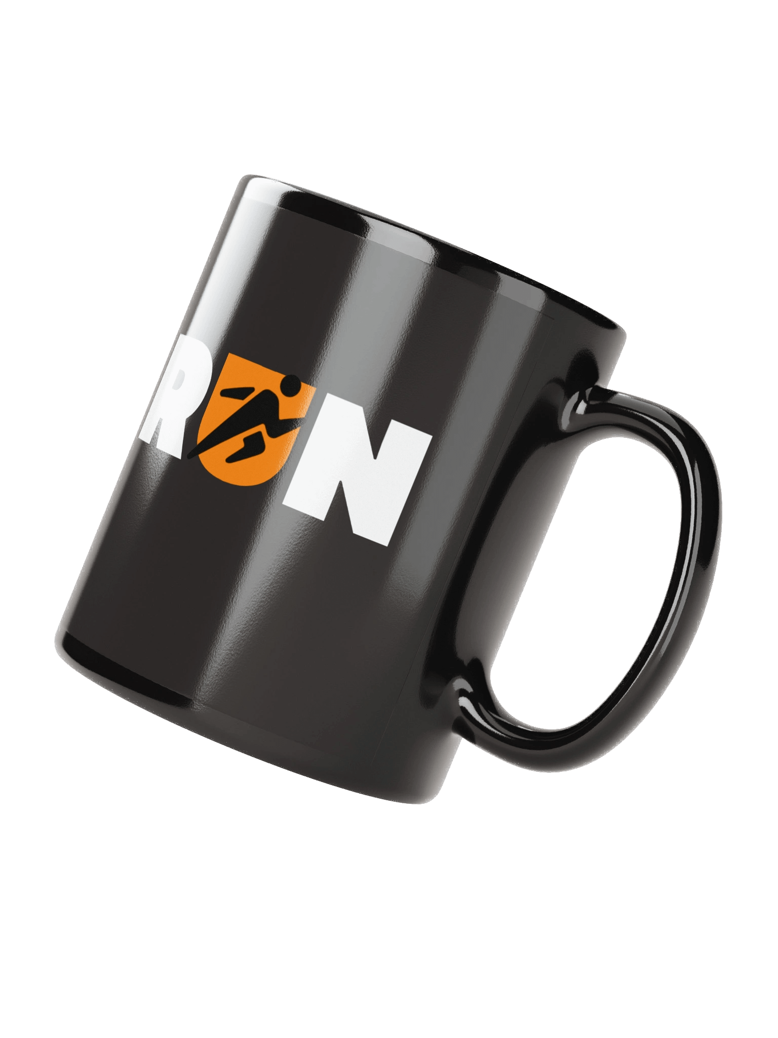 RUN Typography with Athlete Symbol Black Coffee Mug product image (3)
