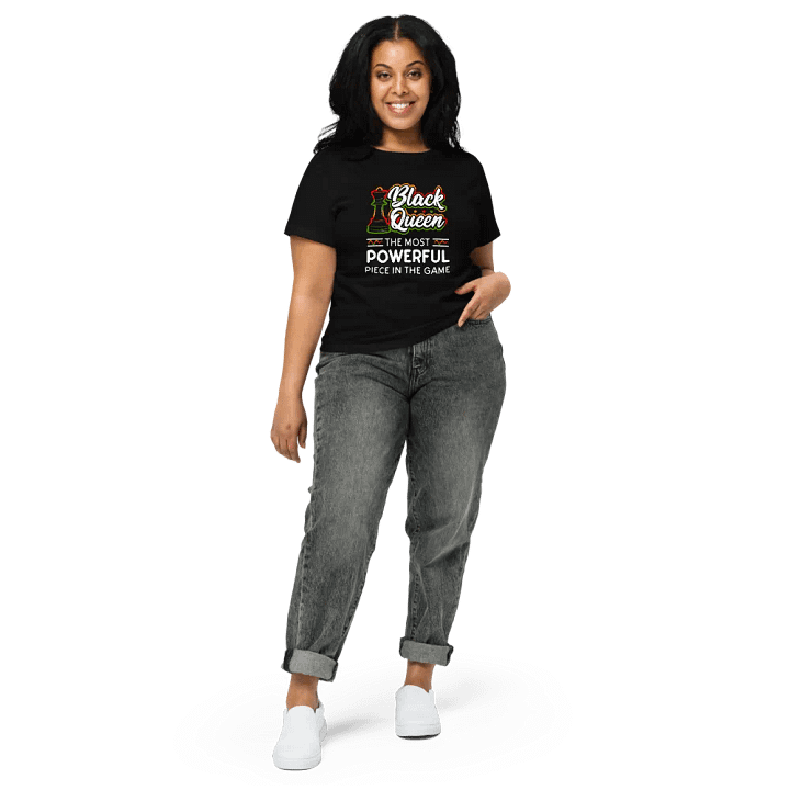 Black Queen High-Waisted Tee – Women’s chess-themed Rasta apparel product image (2)