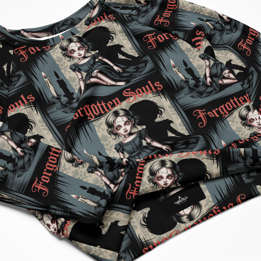 Midnight Veil Designs Gothic All-Over Print Long Sleeve Crop Top - Forgotten Souls Black product image (4)