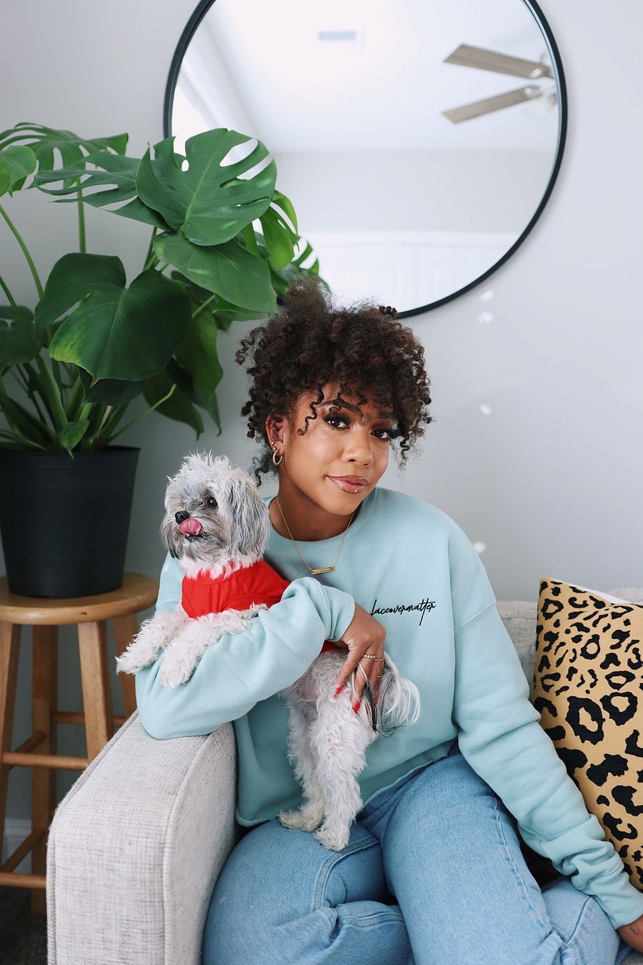 Faceovermatter Cropped Crewneck (Dusty Blue) product image (3)
